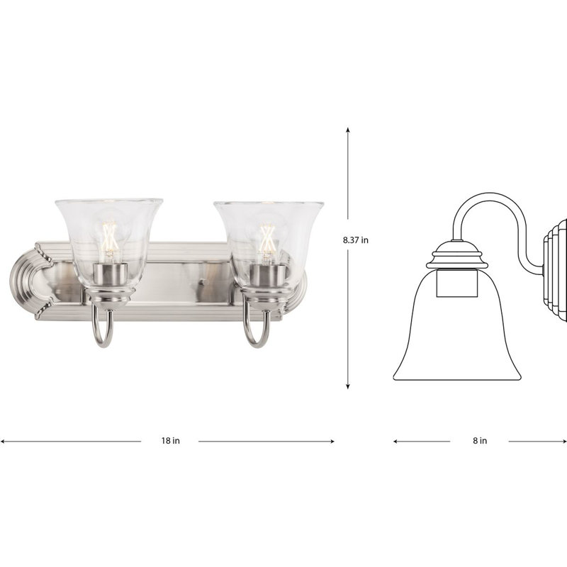 2 - Light Dimmable Vanity Light, Silver