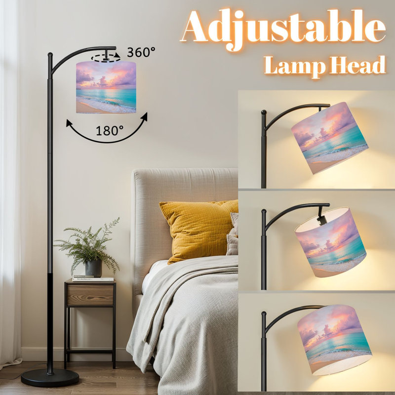 Lampe sur pied à arc avec abat-jour réglable Serene Sunset Calm Ocean