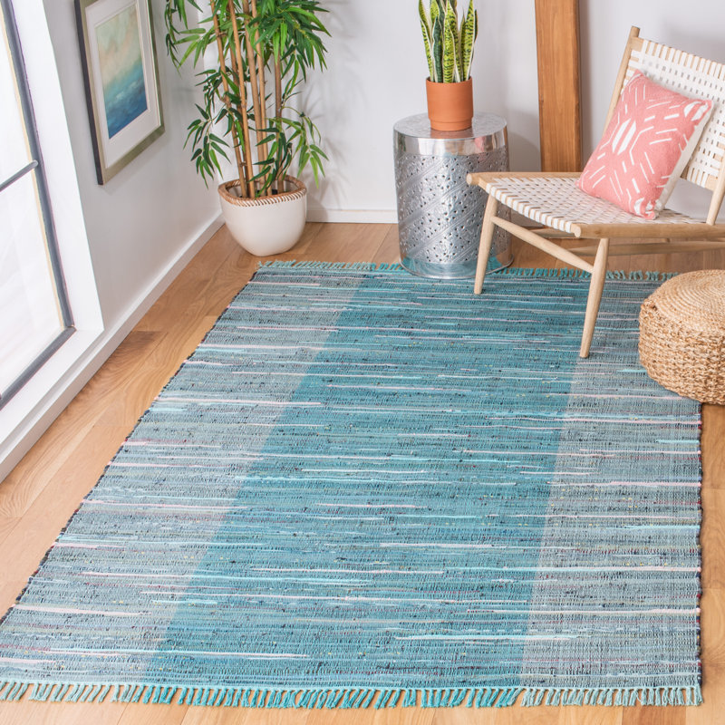 Mcleod Rag Rug Flat Weave Cotton Striped Rug, Rectangle 9' x 12'
