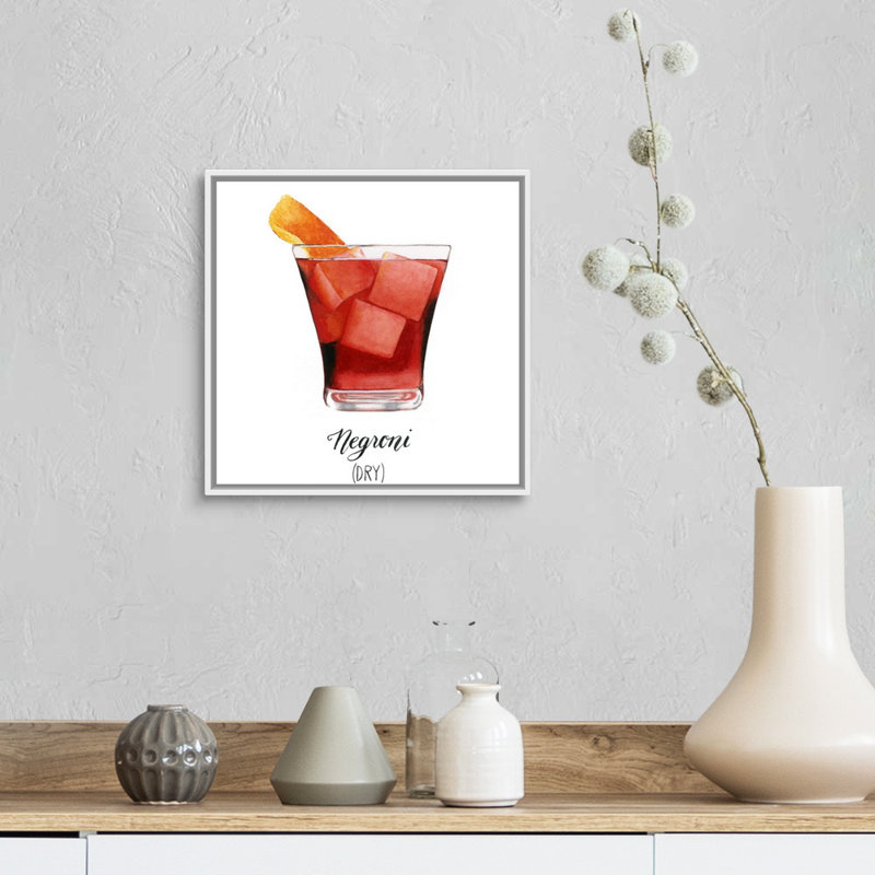 Classic Happy Hour IV - reproduction d'art sur toile, Cadre flottant blanc, H 13,7 po x l 13,7 po x P 1,75 po
