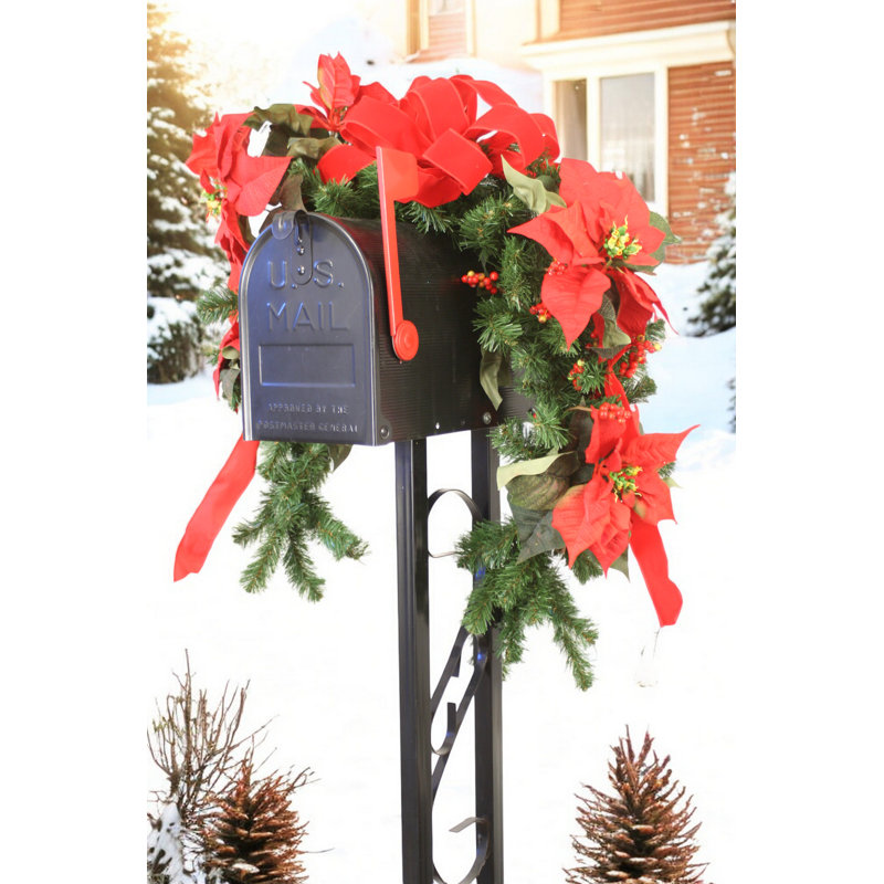 Ornement de boîte aux lettres rouge poinsettia