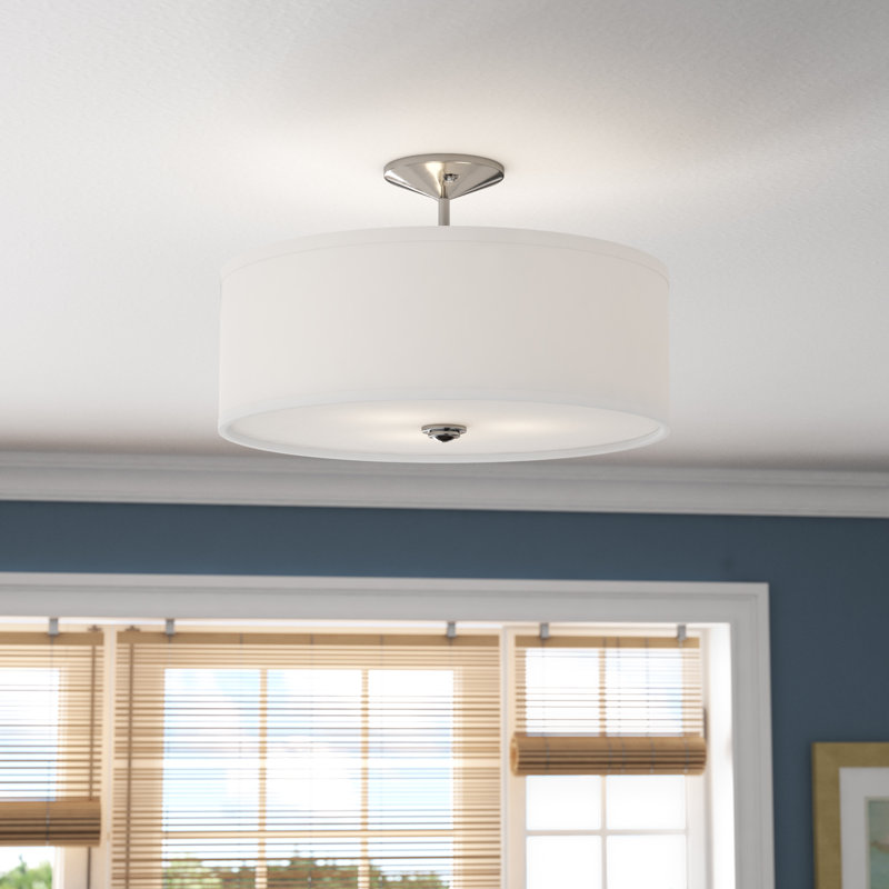 Plafonnier semi-encastré 3 lumières 18 po Hopedale, Nickel brossé