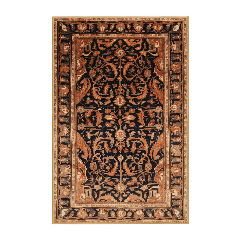 Tapis brun lavable à la machine, Rectangle 5 pi x 7 pi
