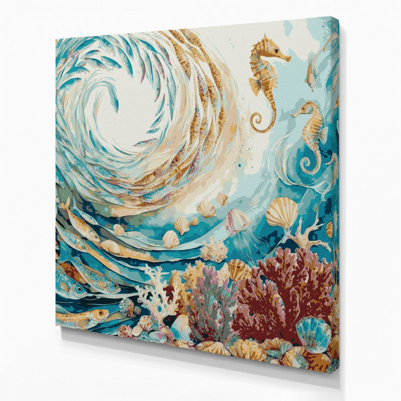 Art mural sur toile, "Coastal Marine Life", H 8 po x l 8 po