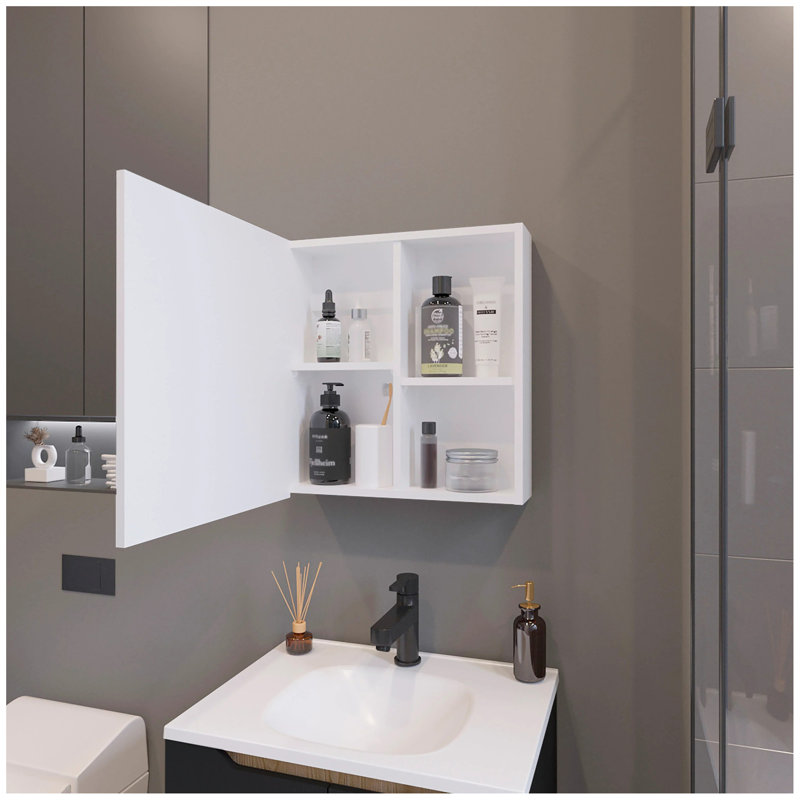 Pharmacie avec miroir inclus et 1 porte, Blanc