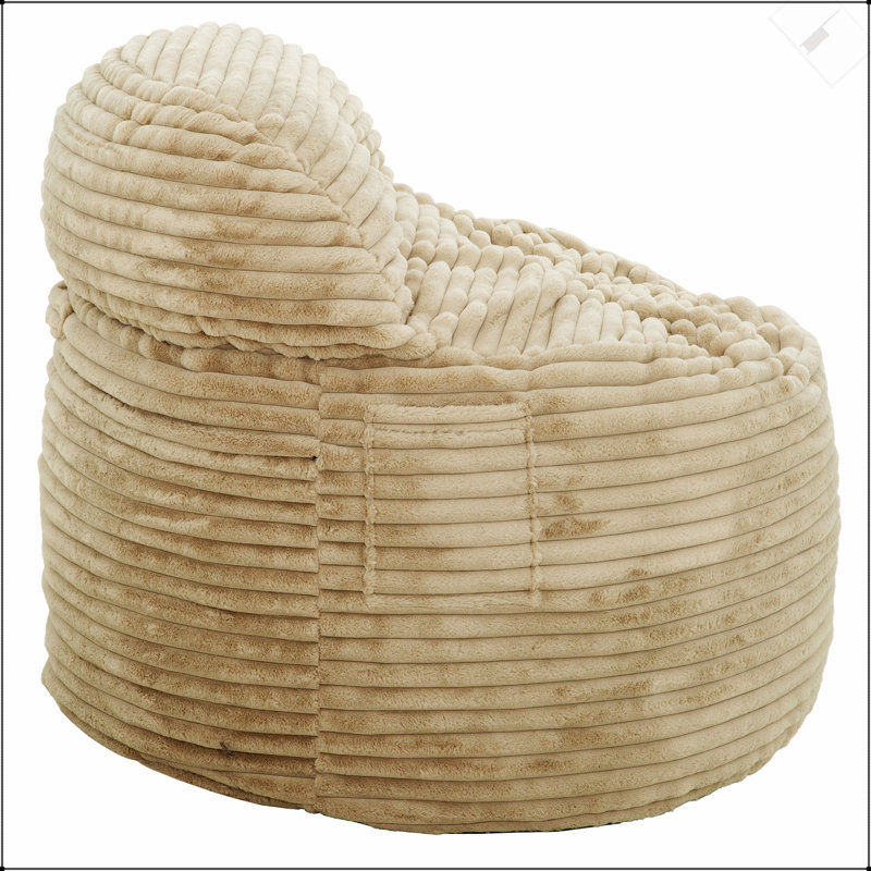 Convertible Memory Foam Bean Bag Chair, 2-In-1 Sofa And Chair, Luxe Faux Fur Corduroy, Beige