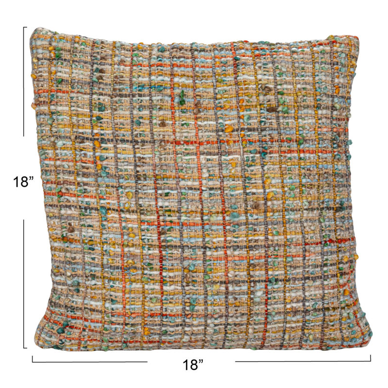 Multicolor Woven Acrylic Blend Bouclé Throw Pillow