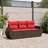 Latitude Run® 3 Piece Patio Sofa Set With Cushions Black Poly Rattan-1654007658