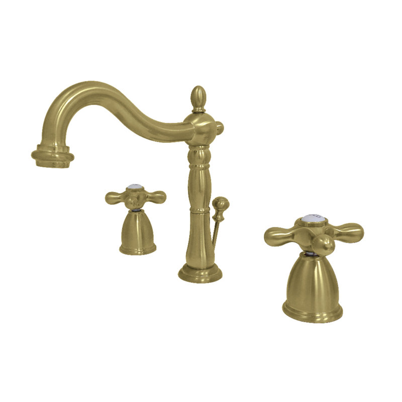 Heritage Widespread Bathroom Faucet with Drain Assembly, Brushed Brass