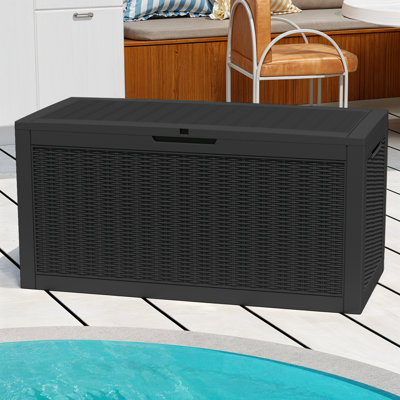 60 Gallon Resin Rattan Deck Box