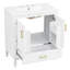 Meuble-lavabo cannelé élégant 30 po avec lavabo en céramique, boîte simple, pieds en bois massif, portes et tiroir à fermeture en douceur, tablette de porte, blanc-435252805