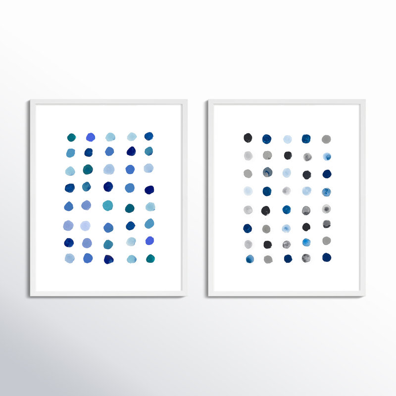 Blue Dot. Set Of 2 by Andrea Stokes, White Wood, 30" H x 24" W x 1.25" D