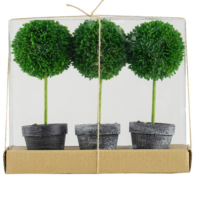 De 3 fausses topiaires - 9,5 po de hauteur, plastique, plantes miniatures, 3 pièces