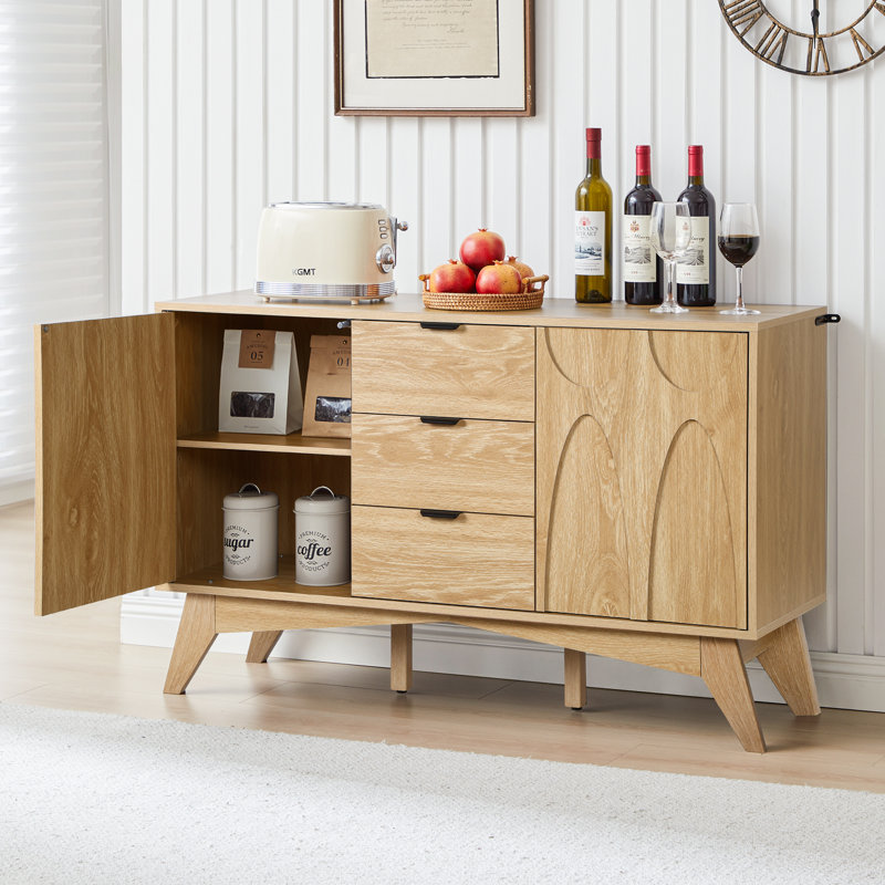Buffet 47 po avec 3 tiroirs, Jaune