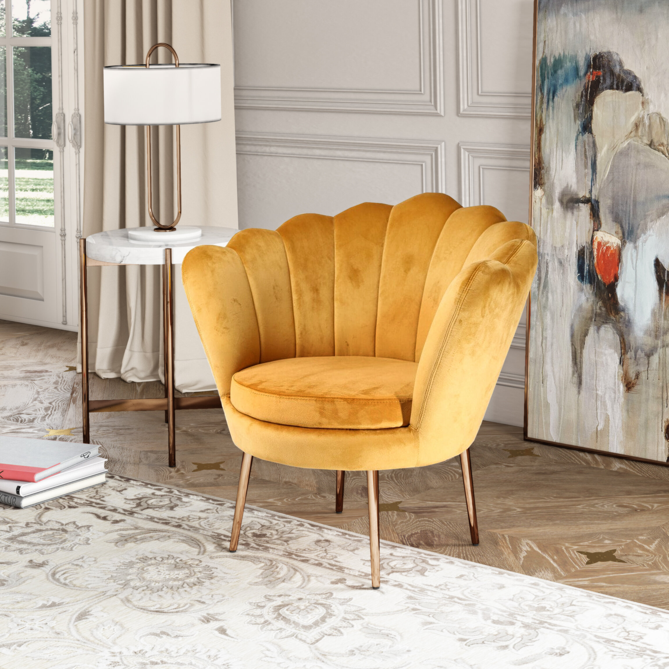 Yellow deals scallop chair