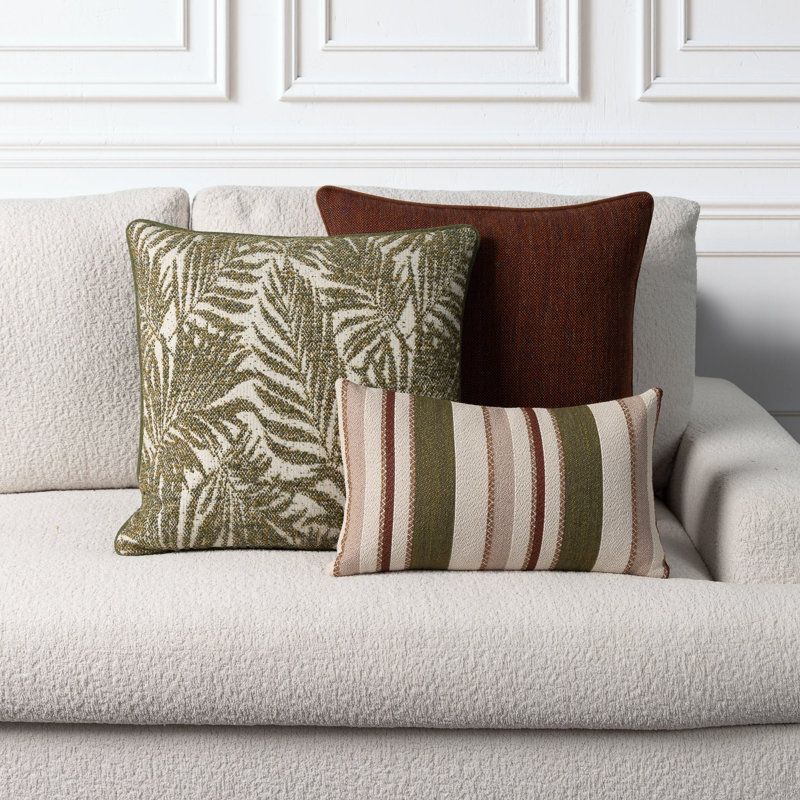 Canopy Fern Dimensional Boucle Indoor & Outdoor Woven Accent Pillow & Insert, Square 20"
