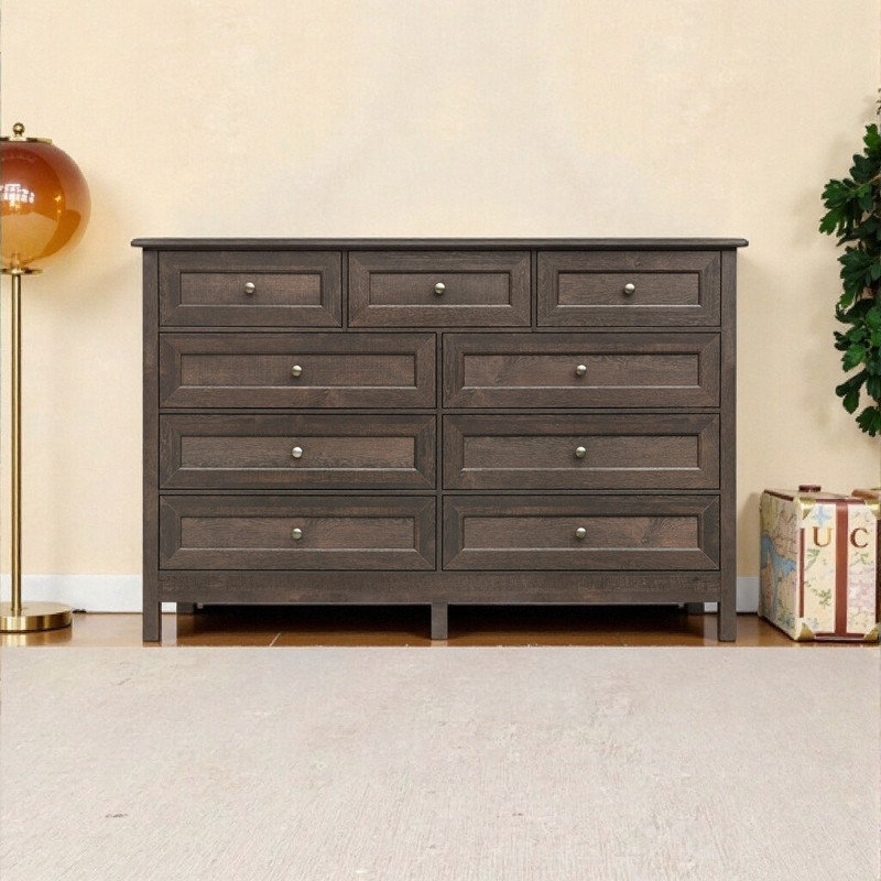 Commode 9 tiroirs 55 po Rustic, Brun