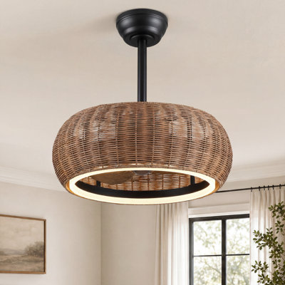 Solea 20" Boho Rattan Ceiling Fan With Lights, Dimmable LED Ceiling Fan With Remote & App Control