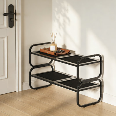Expandable And Stackable Shoe Rack, 2-Tier Adjustable Metal Shoe Organizer And Storage Shelf For Closet, Entryway, Garage, And Small Spaces