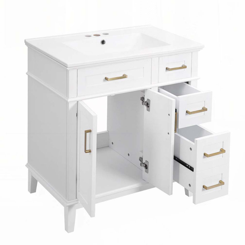 Meuble-lavabo 30 po avec lavabo en céramique, Blanc