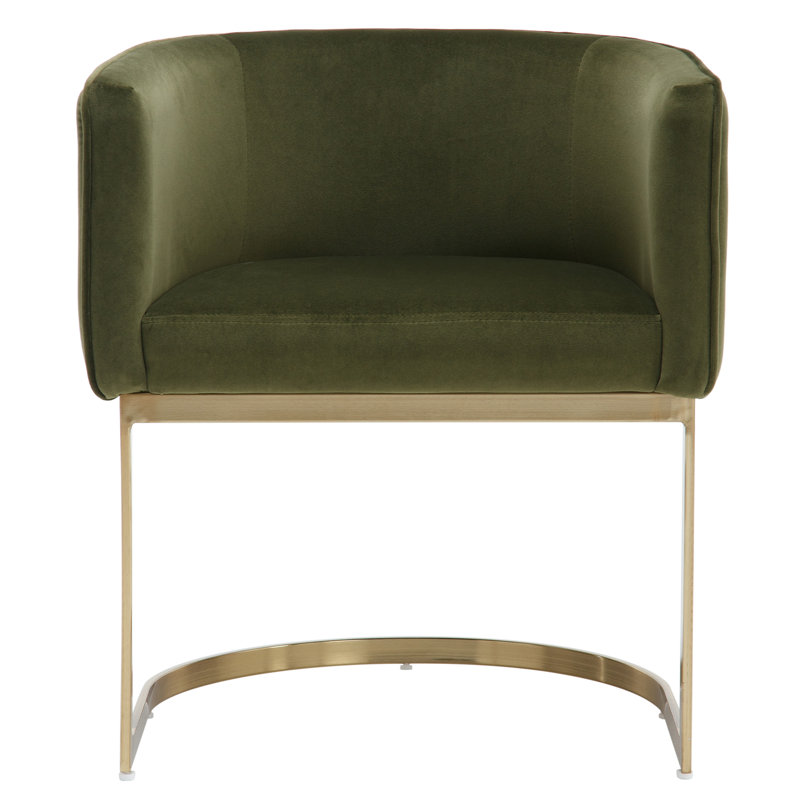Modern Barrel Dining Chair With Backrest And Armrests Side Chair For Dining Room, Parlor And Balcony, Velvet Green, Gold