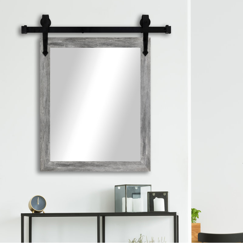 Miroir Lynd, H 39 po x l 33 po, Bois de grange gris