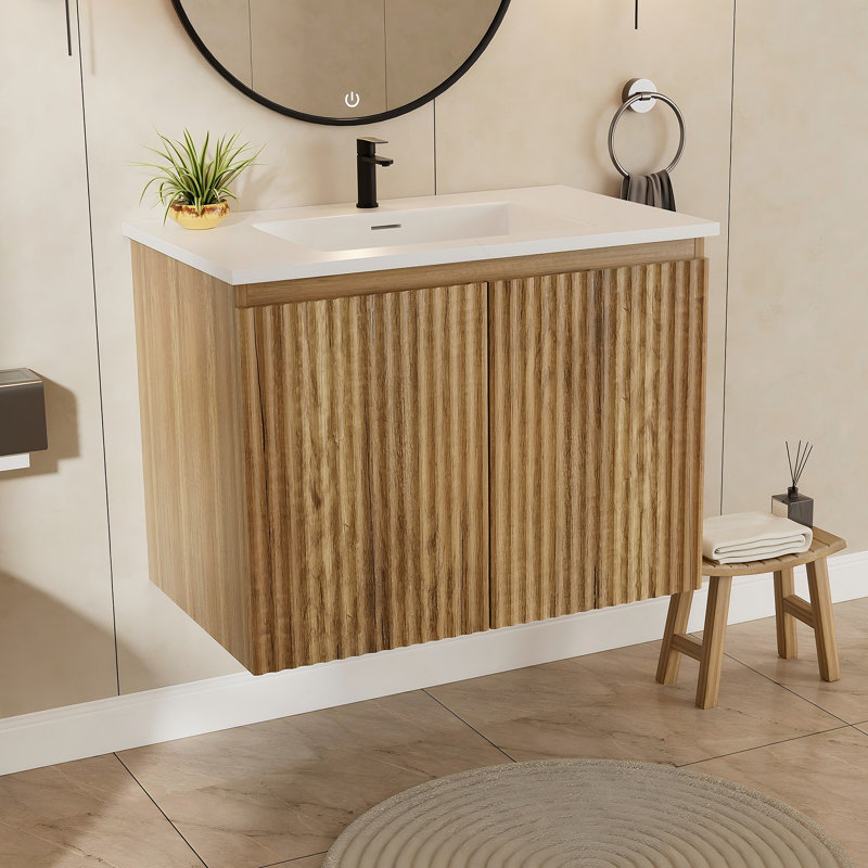 Armoire murale pliante avec évier crème, Chêne doré