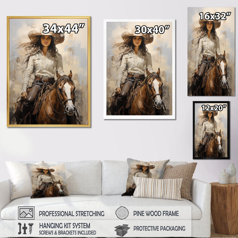 Minimalisme Cowgirl, reproduction d'art sur toile, Toile tendue, 20" H x 12" W