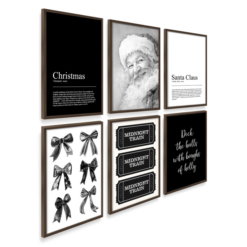 Silent Night Collection, ensemble de 6 reproductions d'art, H 11,5 po x l 57 po, Brun Belvinder