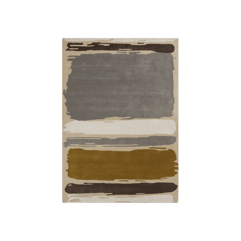 Gris en laine Touffeté à la main abstraite/beige/brun clair Tapis décoratif, Rectangle 2 pi x 3 pi