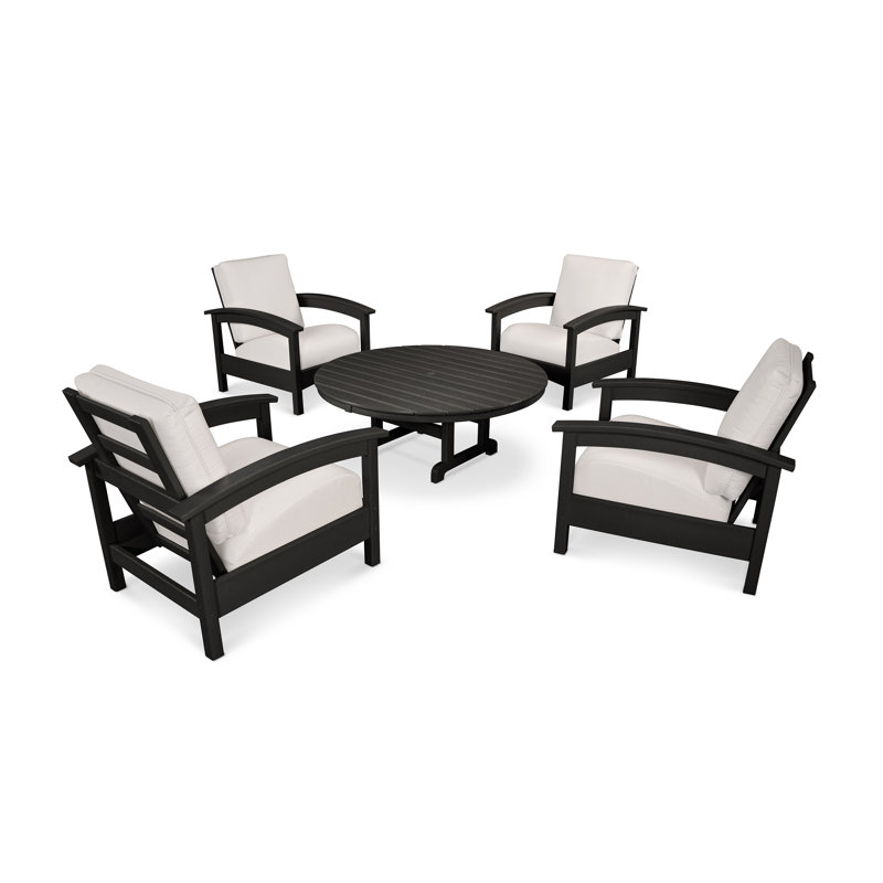 Ensemble de conversation à assise profonde 5 pièces Rockport, Spa, Noir anthracite