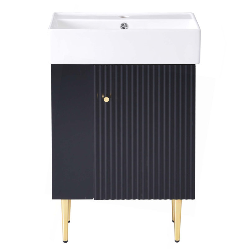 Meuble-lavabo pour salle de bain, armoire combinée, armoire de rangement pour salle de bain, lavabo simple en céramique, rangement sur le côté gauche