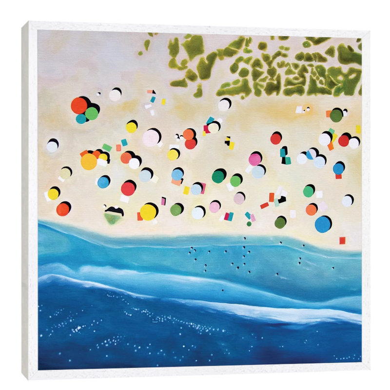 Malaga Beach by Antony Squizzato - Floater Frame Print on Canvas, 45.72 cm H x 45.72 cm W, White Framed