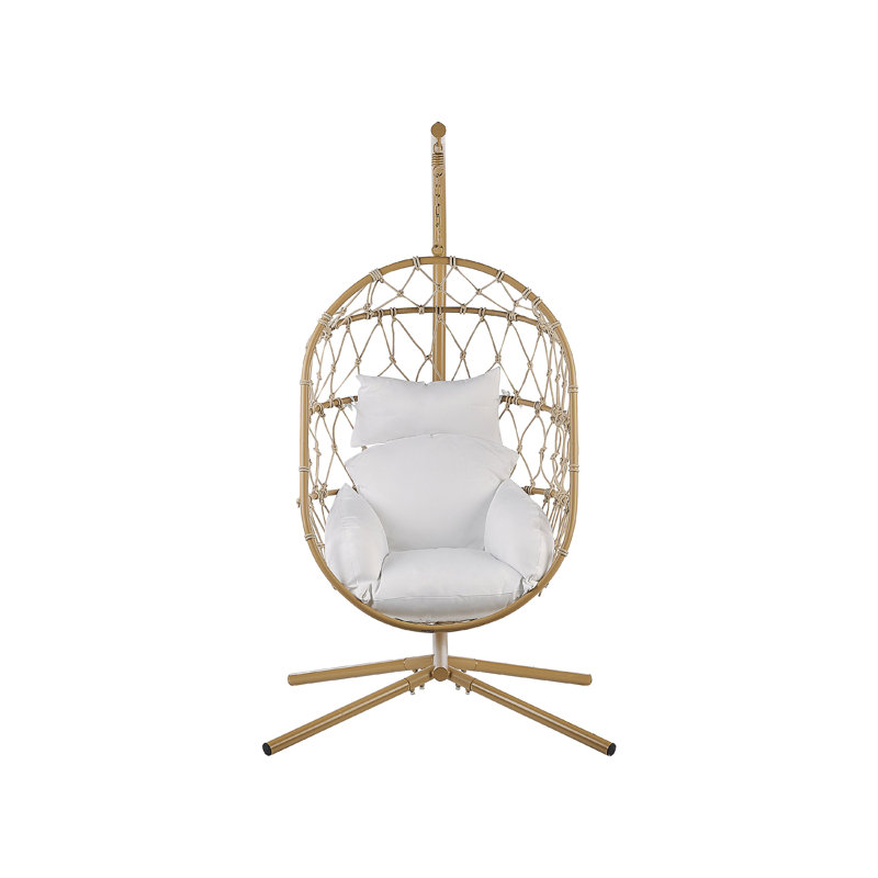 Leasburg Egg Chair with Stand, Beige, White