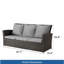 Canapé de patio 67,7 po en osier 3 places avec coussins gris épais et structure noire-131105365