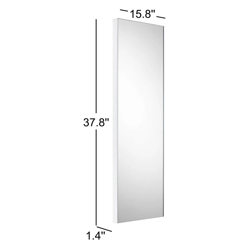 Speci Flat Metal Wall Mirror, White, 37.8" H x 15.8" W