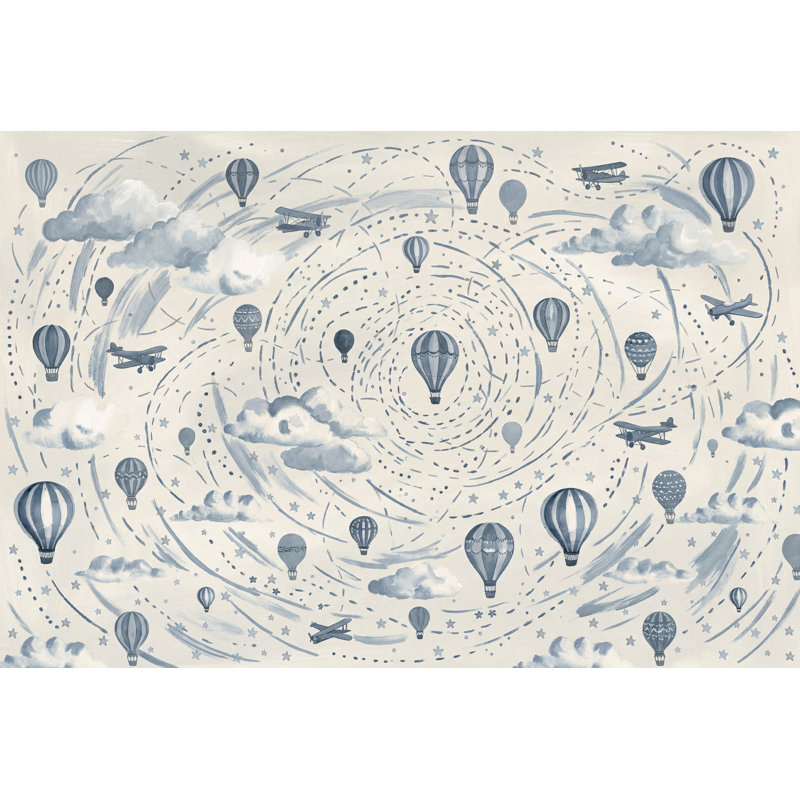 Papier peint montgolfières rétro, Non tissé, 200 po x 120 po