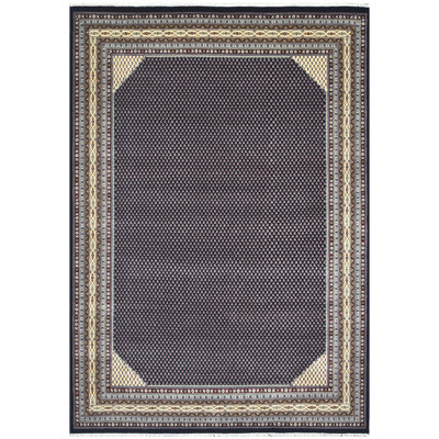 Tapis bleu et crème noué à la main de haute qualité