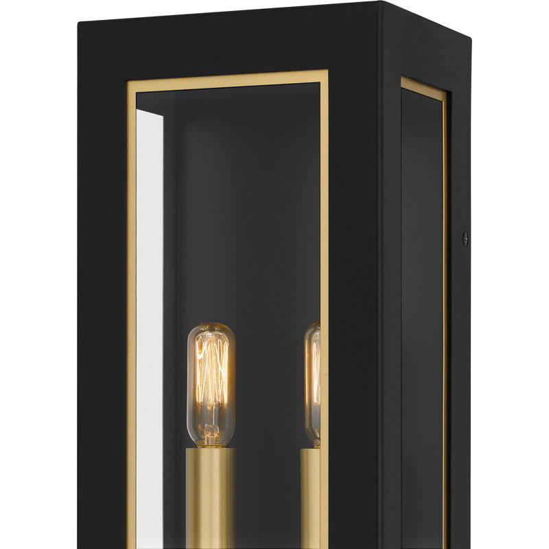 Lanterne murale d'extérieur noir mat 2 lumières Hannis, H 15 po x l 6,5 po x P 5 po