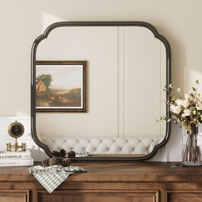 Amara Tempered Glass and Aluminum Alloy Framed French Cleat Mounted Wall Mirror