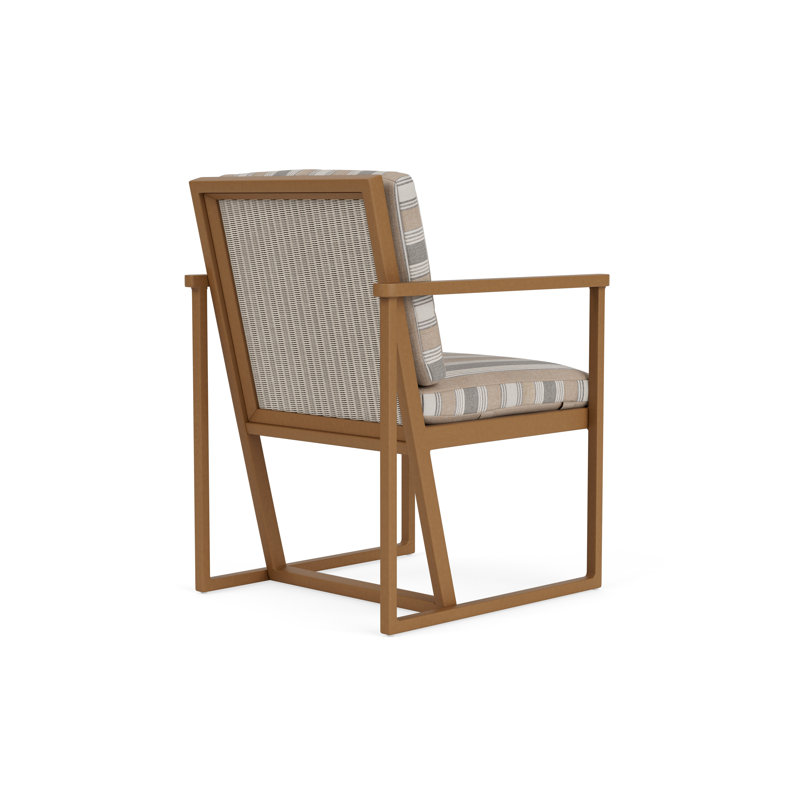Summit Outdoor Dining Armchair, Linen, Purveyor Pewter, Hickory