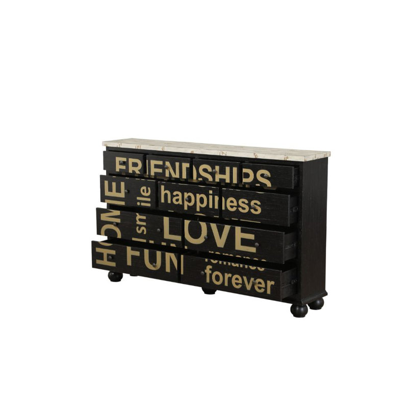 Commode décorative 11 tiroirs Arwin, Noir