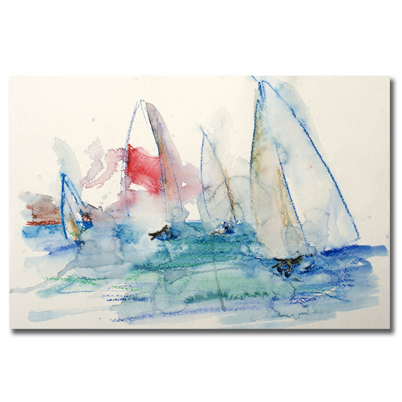 Water Water Regatta par DecorumBY - impression d'art graphique, H 24 po x l 36 po x 1,5 po, Aluminium