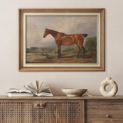 Courir, chevaux, abstrait, botanique, cheval brun dans la campagne, art animalier classique, décoration murale encadrée