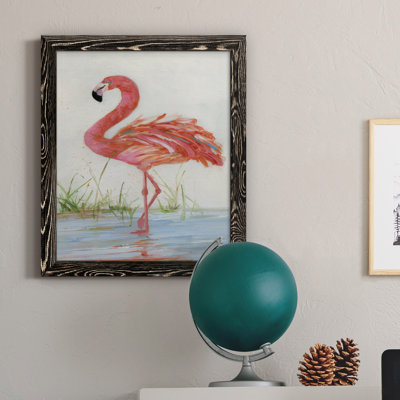 Flamant II - peinture sur toile encadrée