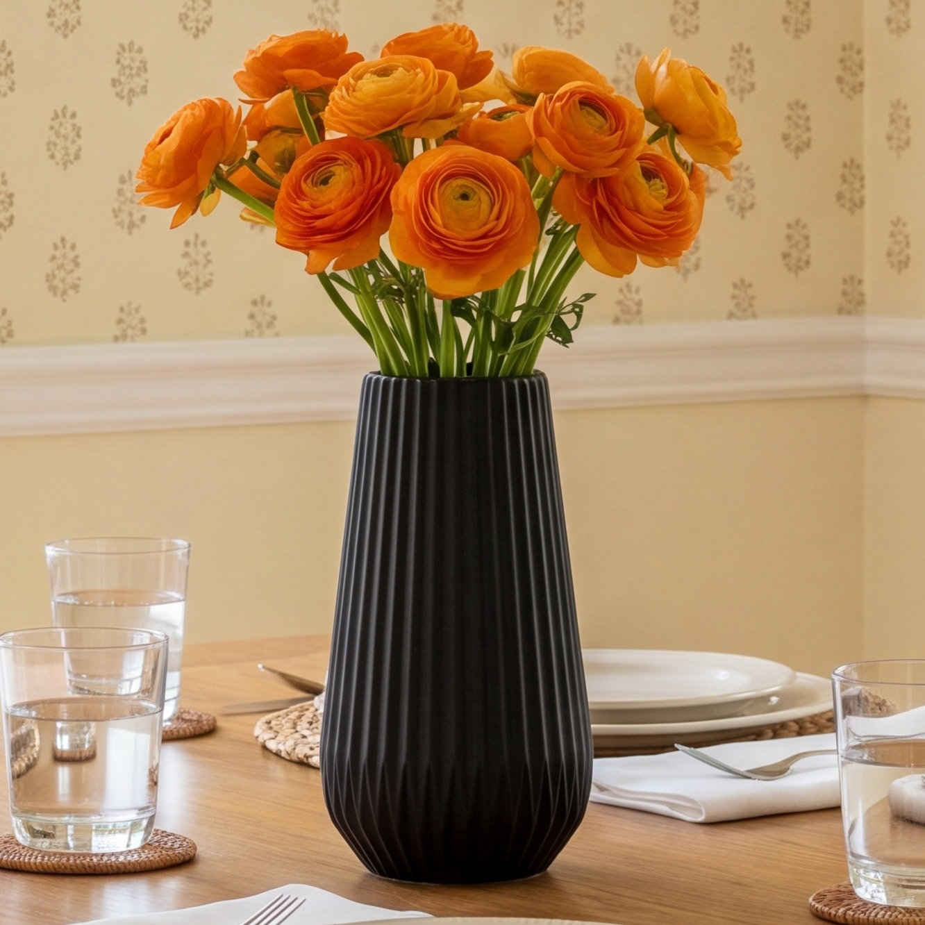 Stoneware Table Vase, Black