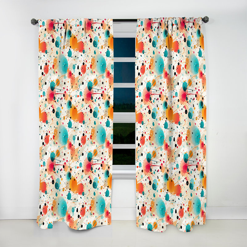 Motif de pois multicolores Dance IV - rideau abstrait - rideau obscurcissant - 1 panneaux, L 52 po x L 84 po