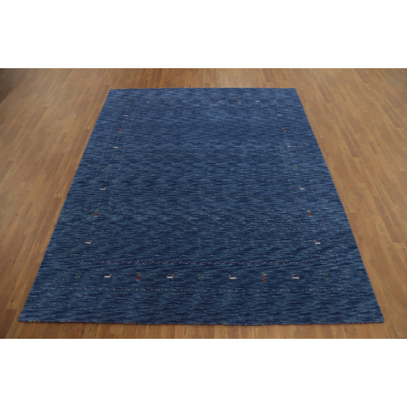 Tapis oriental tribal bleu Gabbeh 8 x 10
