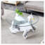 Table basse ronde moderne en verre avec base en marbre blanc - Mobilier de salon contemporain