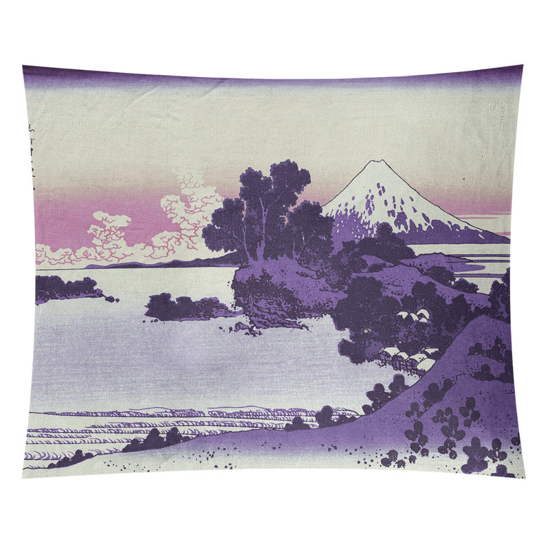 Shichiri Beach in Sagami Province Wall Tapestry, 107.5" H x 91" W, Purple